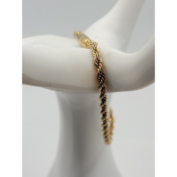 Vintage 1960s Yellow Gold Plate Rope Chain Bracelet - Picture 1 of 3